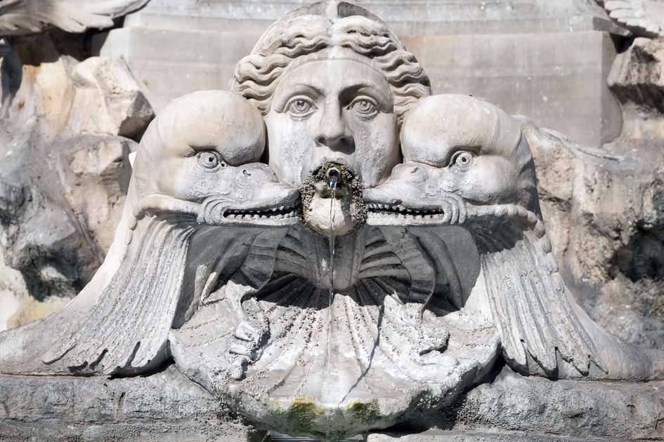 Fountain detail on Piazza della Rotonda in Rome