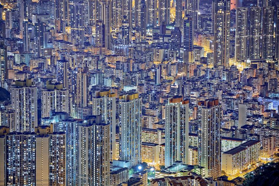 The dense Hong Kong skyline