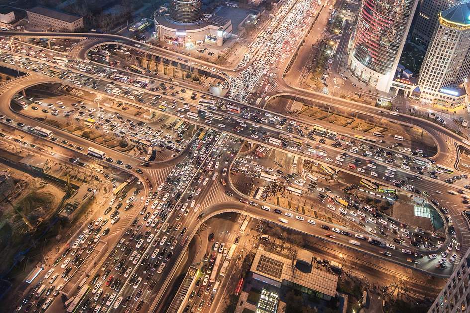 Evening traffic in Beijing