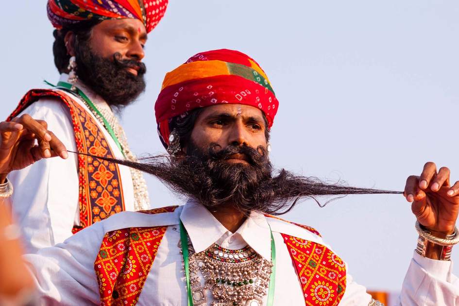 Camel Festival revellers in Bikaner, Rajasthan, India