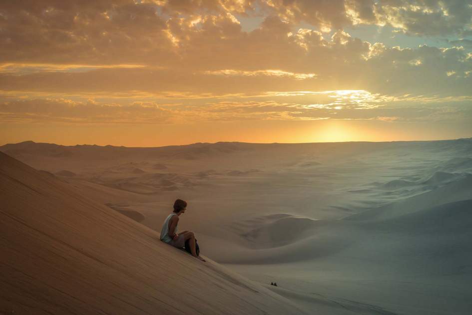 Southwestern Peru's desert of sand dunes, close to Huacachina