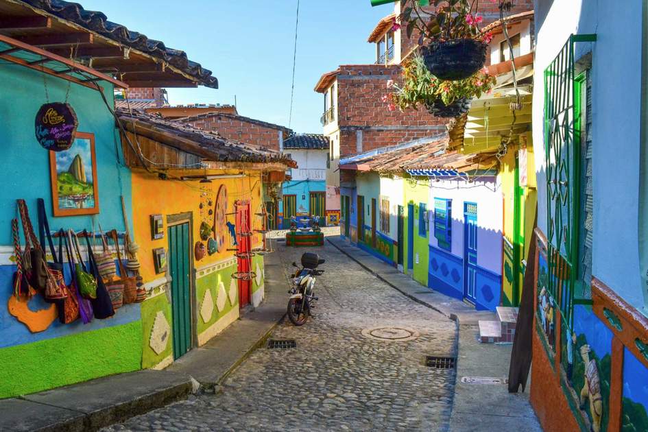 Colourful Colombian streets, Guatapé in northwestern Colombia, east of Medellín