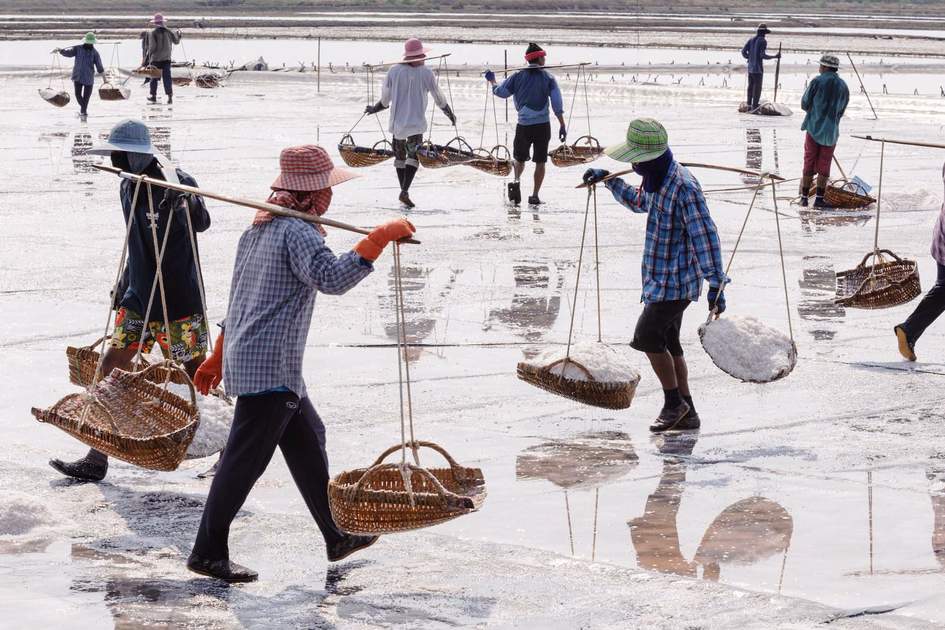 Salt farming career in Phetchaburi ,Thailand