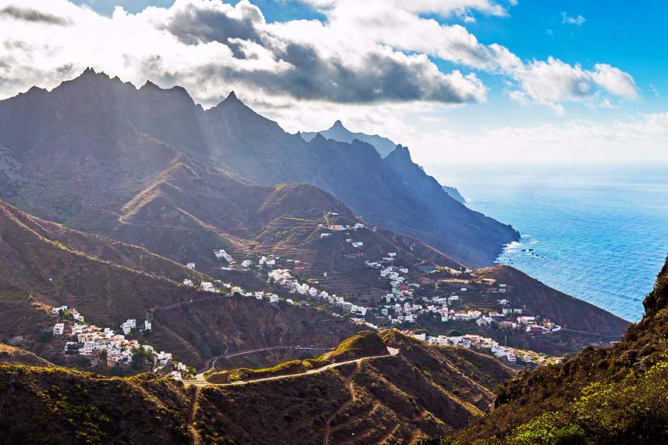 Beautiful view of Anaga mountains with the Taganana village, Tenerife, Canary Islands