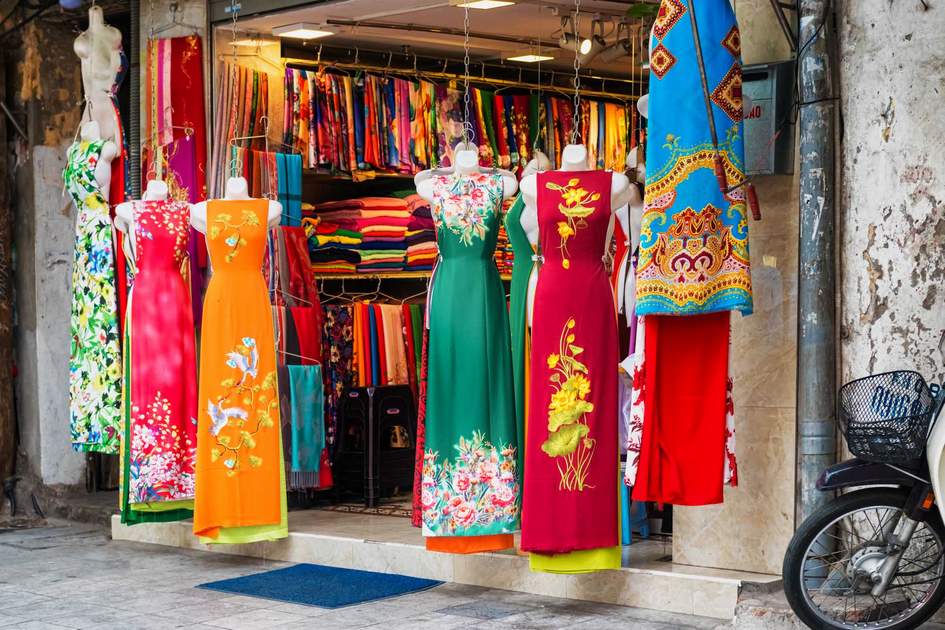 Dress shop in Hanoi Old Town, Vietnam. Photo: Shutterstock